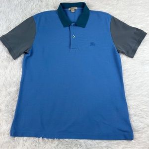 Burberry Brit Men's short sleeve color block polo shirt in blue